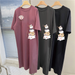 Summer Japanese Cute Cartoon Rabbit Stacked Print Female Large Size Loose Short-sleeved Dress_ecoleips.com