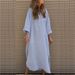 Elegant Solid Color Asymmetrical Maxi Dress With Button Details And Pockets For Women Versatile Solid Colors_ecoleips.com