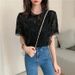 Women's Clothing Summer Lace Shirt For Women Solid Color Round Neck Short Sleeve Crochet Hollow Out Loose Comfortable Versatile Stylish Top_ecoleips.com