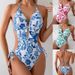 Women's Clothing One Piece Swimsuit For Women Sexy Lace-Up Bikini European American Style Printed_ecoleips.com