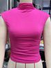 Women's Clothing Summer Half High Collar Solid Color Slim Sleeveless Hot Girl Style Versatile Vest_ecoleips.com