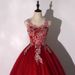 Women's Clothing Wedding Dress Off-Shoulder Wine Red Ball Gown – Elegant Performance Dress For Soprano, Host & Wedding (XS-XXXL, 3D Floral Lace)_ecoleips.com