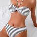 2025 Swimsuit Bubble Strapless Bikini New Black And White Patchwork Standard Size For Women_ecoleips.com