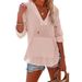 Women's Sporty Long Sleeve Hoodie V Neck Shirt Top With Pockets For Summer Amazon Beach Cover Up Casual Loose Fit Blouse_ecoleips.com