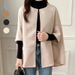 Elegant Batwing Sleeve Wool Cape Coat - Oversized Poncho Style For Women, Autumn Winter Fashion, Casual Loose Fit, Pure Color & Checkered Patterns_ecoleips.com