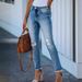 Women's Clothing Frayed Ripped Skinny Jeans Stretchy Fashionable Women's Denim Jeans_ecoleips.com