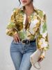 Autumn And Winter New Lapel Bubble Long-sleeved Loose Print Shirt Shirt_ecoleips.com