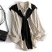 Women's Clothing design striped printed shirt for women ~ casual knitted shawl two piece tops that make you look thin and young_ecoleips.com