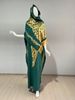 Muslim Rayon Gold Foil Robe Large Headscarf Set_ecoleips.com