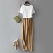 Women's Clothing Summer Clothes With A Complete Set Of Temperament Summer New Professional Fashion Short Sleeved T Shirt Casual Pants Two Piece Women_ecoleips.com