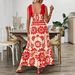 Women's Clothing Ladies Bohemian Style Dress Positioning Flower Shoulder Strap Strap Long Skirt Female_ecoleips.com