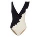 European And American New V Neck Sexy Ruffled One Piece Swimsuit Female Umbrella Skirt Suit Female_ecoleips.com