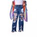 Trendy Distressed Ripped Jeans For Women - High Waist Straight Leg Denim Pants With Floral Embroidery - Comfortable Stretch Fabric_ecoleips.com