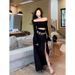 2025 Spring New Women's Set: Mature Style Off-Shoulder Top And Irregular High-Waisted Skirt Two-Piece Set_ecoleips.com