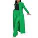 Women's European American Solid Color Lapel Long Suit Two Piece Set Regular Thickness Summer Season_ecoleips.com