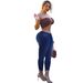 M633#European American Wish Cross-border Autumn And Winter Women's High-waisted Slim-fit Plain Stretchy Slimming_ecoleips.com
