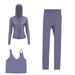 Women's Three Piece Sports Set Hooded Jacket U Back Bra Fitness Yoga Outfit Cropped Pants_ecoleips.com