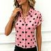 Women's Loose Fit Slimming Polka Dot Short Sleeve Shirt Blouse New Arrival Clothing_ecoleips.com