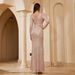 Women's Clothing Elegant Slim Long Sleeved V Neck Slit Temperament Banquet Dress Skirt_ecoleips.com