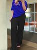 Summer Women's Casual Solid Color Trousers Set Round Neck Short Sleeved Top With Slim Elastic Waist And Pocket_ecoleips.com
