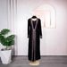 New Muslim Dress Fashion Slim Fit Rhinestone Long Sleeve Robe Two-Piece Set_ecoleips.com