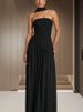 Women's Clothing Elegant Lady Irregular Tube Top Strap Dress Female Summer New French Sexy Slit Long Skirt_ecoleips.com