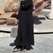 Women's Solid Color Long Suit Casual Fashionable round Neck Puff Sleeve Loose Fit Clothing with Gold Buckle Pocket_ecoleips.com