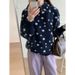 Winter Korean-Inspired Relaxed Knit Sweater With Lazy Checkered Polka Dots And Hood, Versatile And Easy To Style For Wom_ecoleips.com