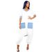 Women's Clothing Casual Commuting V Neck Denim Stitching Contrast Color Loose Elastic Jumpsuit_ecoleips.com