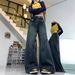 Plus-size American Retro Jeans Women, Autumn High-waisted Straight Pear-shaped Body, Slimming Wide-leg Long Pants For_ecoleips.com