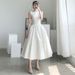 Satin Light Wedding Dress 2025 New Socialite Banquet Party Graduation Travel Photography Simple Petite Dress_ecoleips.com