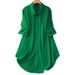 Women's Clothing Spring And Summer New Shirt Half Sleeve Loose Button Mid Length_ecoleips.com