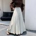High-Waisted Knitted Midi Skirt Solid Color Minimalist Style Drawstring Casual Korean Mid-Length Pleated New Autumn Winter_ecoleips.com