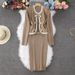 Elegant Knit Vest Dress Two-Piece Set For Women - Slim Fit Cardigan & Skirt Outfit_ecoleips.com