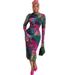 Women's Clothing Personalized Fashion Women's Clothing Elegant Printed Hip Wrapped One Step Skirt Round Neck Long Sleeve Slim Long Dress_ecoleips.com