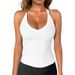 2026 European And American Cross-border Women's Ribbed Tank Top, Summer Basic Style, Sexy Slim-fit Camisole With V-neck_ecoleips.com