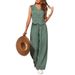 Women's Clothing Summer Casual Commuting Front Button Vest And Trousers Set V Neck Vest_ecoleips.com