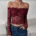 European And American Best-Selling Women's Clothing 2026 Spring New Fashion Off-Shoulder Lace Slim-Fit Top For Women_ecoleips.com