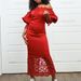 Women's New Off-Shoulder Lace Patchwork Evening Lantern Sleeve OL Bridesmaid Dress_ecoleips.com
