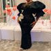 Women's Clothing New Black High Waist Large Size Wrapped Ruffled Sleeve Sequin Embroidered Dress_ecoleips.com