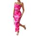 Spring Autumn European And American Cross-Border Women's Fashion Exclusive Mesh Floral Ruched Sexy Bodycon Slit_ecoleips.com
