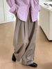 K New Design Versatile High Waist, Floor Dragging, Wrinkled Wide Leg Pants. No Belt_ecoleips.com