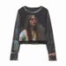 Women's Clothing Elastic Silk Screen Printing Bottoming Shirt Long Sleeved Top Mesh Skirt Suit_ecoleips.com