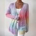 Autumn And Winter European And American Foreign Trade Sweater Women's Cardigan JacketCross Border Rainbow Tie Dye Twist Long Sleeved Knitted Sweater_ecoleips.com