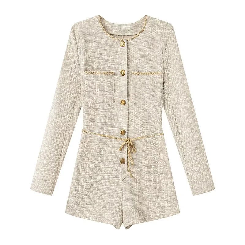 French-Inspired Jumpsuit For Women, Elegant Stretch High-Waist Palazzo Pants, Long Sleeve Bodycon Romper (XS-L)_ecoleips.com
