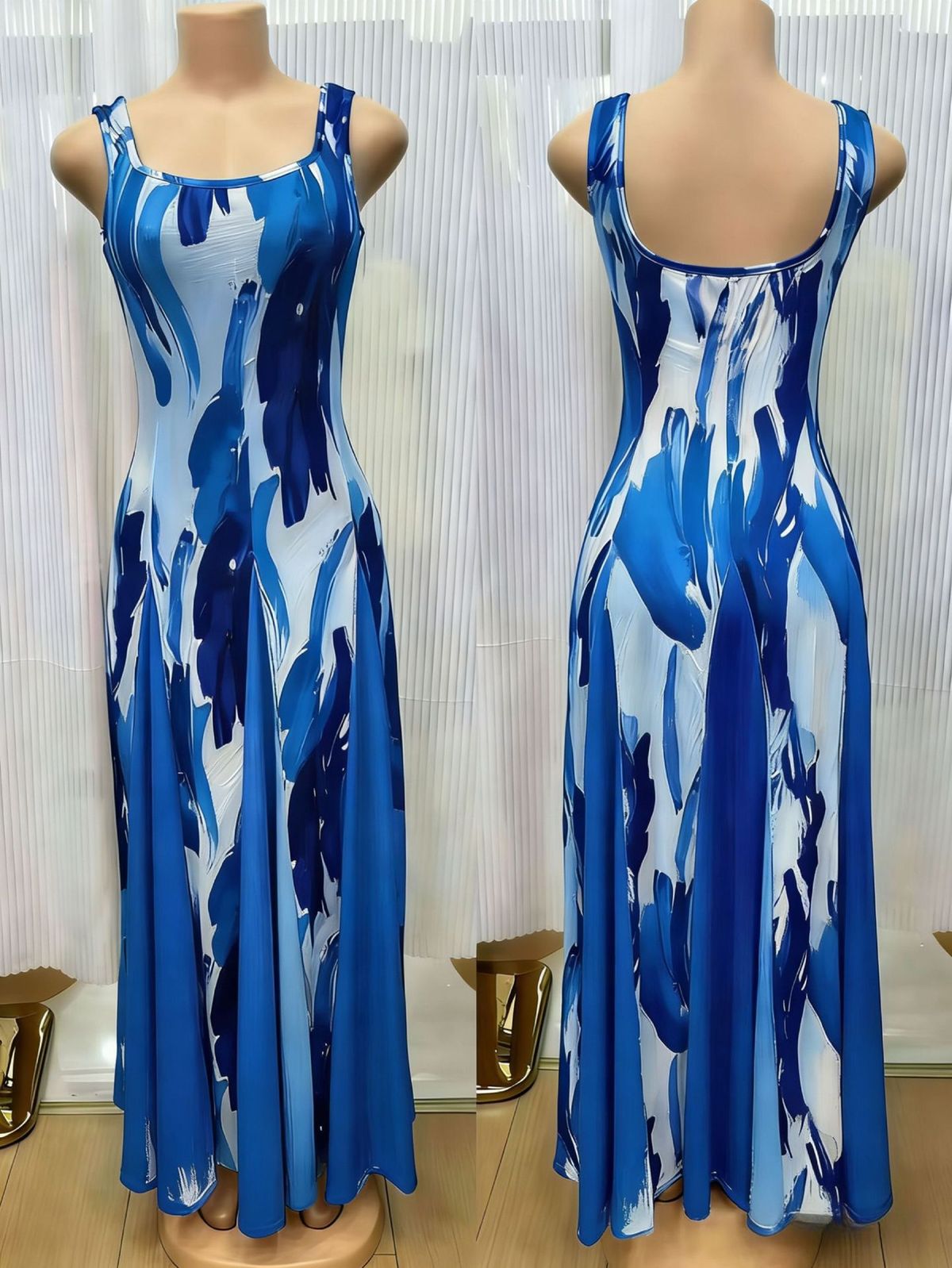 Women's Clothing Women's Slim Waist Long Dress Style Full Skirt Sleeveless Dress For Formal & Casual For Women_ecoleips.com