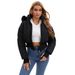 Big Fur Collar Hooded Short Cotton Clothes Women's Autumn And Winter New Waist Design Jacket_ecoleips.com