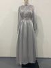 Women's Clothing Summer New Round Neck Organza Lantern Sleeves Long Sleeves Slim Belt Retro Dress_ecoleips.com