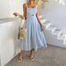 Women's Solid Color High Waist Spaghetti Strap Dress_ecoleips.com