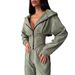 European American Style Autumn Winter Women's Solid Color Waist Cinch Hooded Sweatshirt And Sports Casual Long Pants_ecoleips.com
